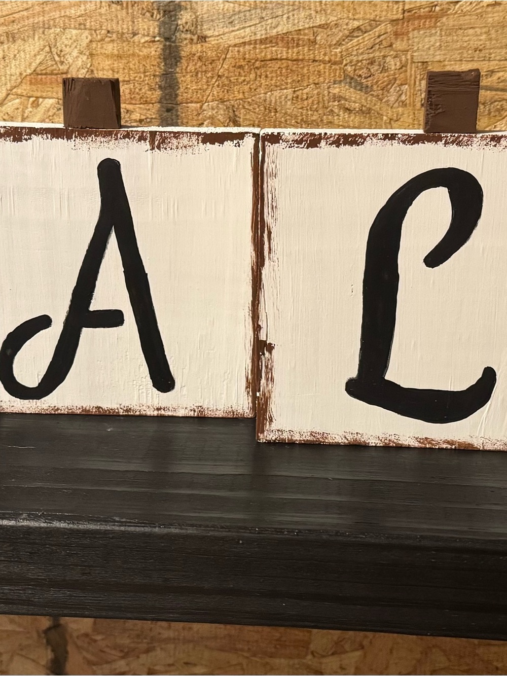 Rustic White and Black Block Letter Home Accent Sign - Unbranded